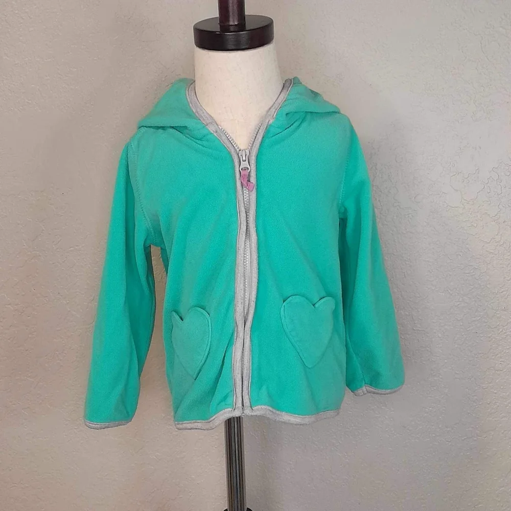 Carter’s Mint Green Soft Heart Pocket Hoodie Sweatshirt Jacket (24M)